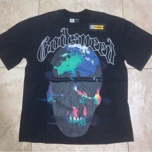 Godspeed Black Graphic Tee with Colorful Skull Design